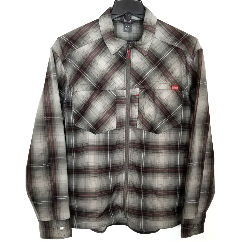 Outdoor Research Men Bullwheel Jacket Sz M Zip Up‎ Gray Plaid Lightweight